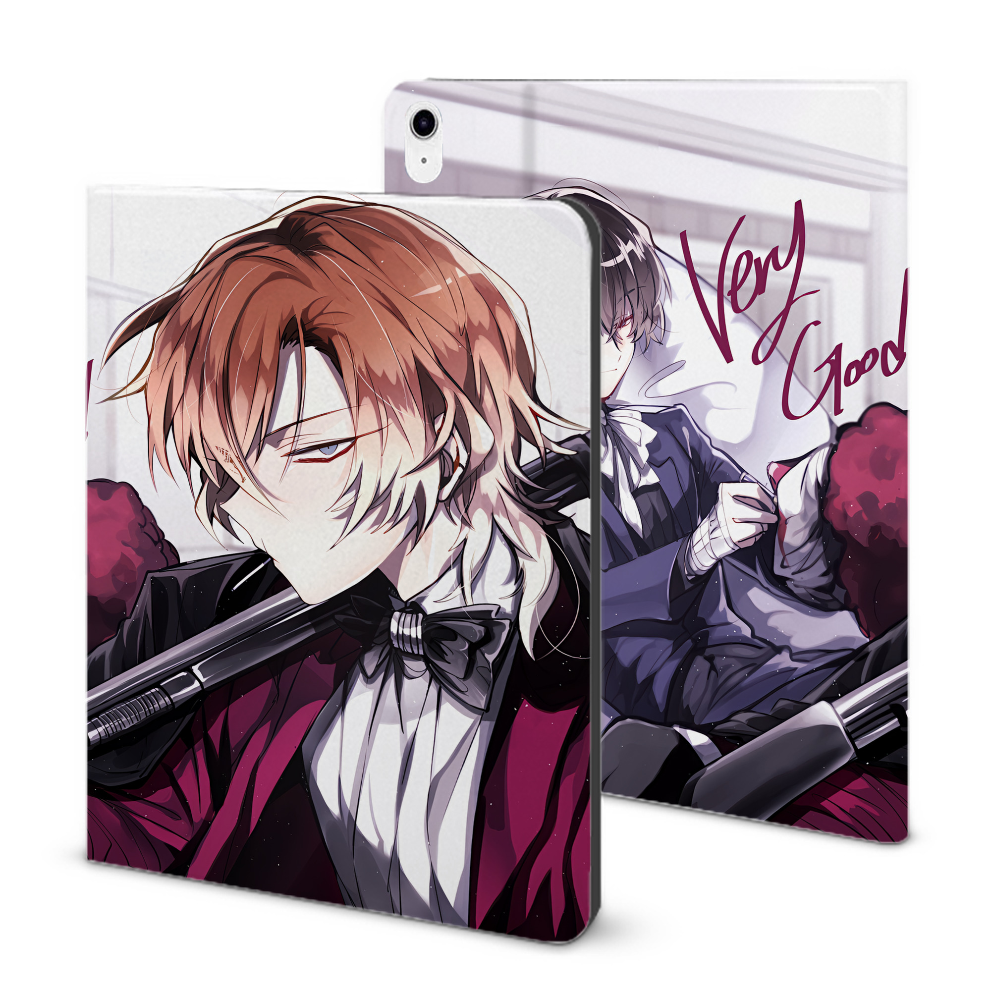（画像用） 文豪ストレイドッグス Bungo Stray Dogs IPad ケース ブック型 PUレザー TPU 耐衝撃 軽量 薄型 ペン収納なし 全面保護 IPad 各モデル対応